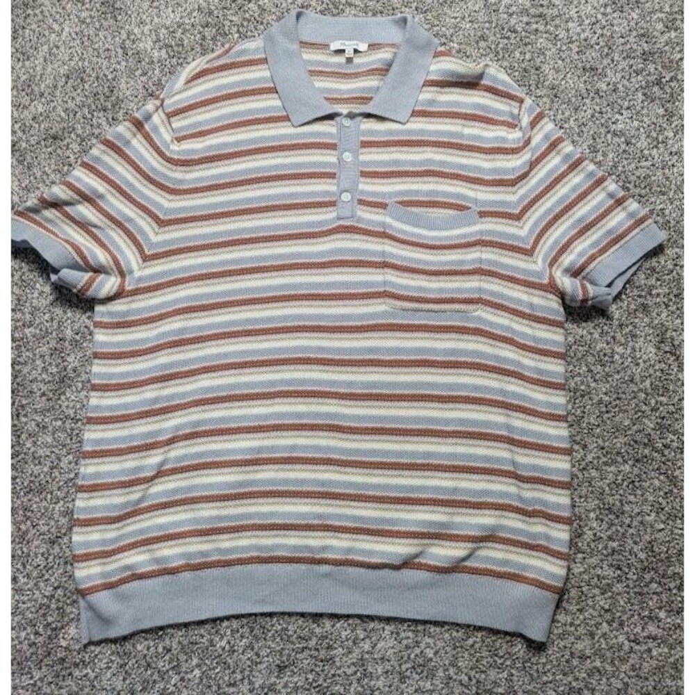 Madewell Three-Button Sweater Polo in Cotton-Linen Blend Men's Size XL $118